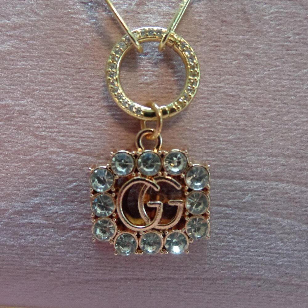 Upcycle/ Repurpose Zip Crystal Charm💗w/Pave 'Gold Clasp Paperclip Necklace